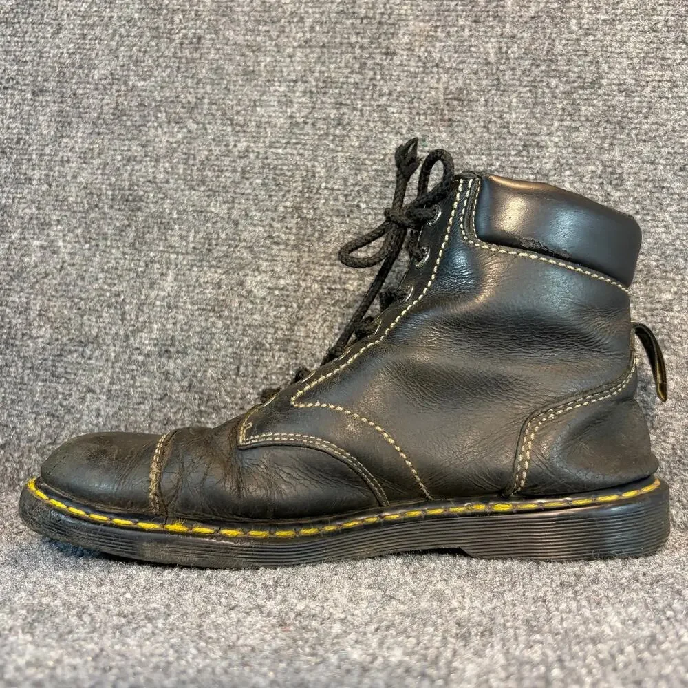 Dr. Martens Ranch Soft Cap Toe Black Leather Combat Ankle Boots Mens 11